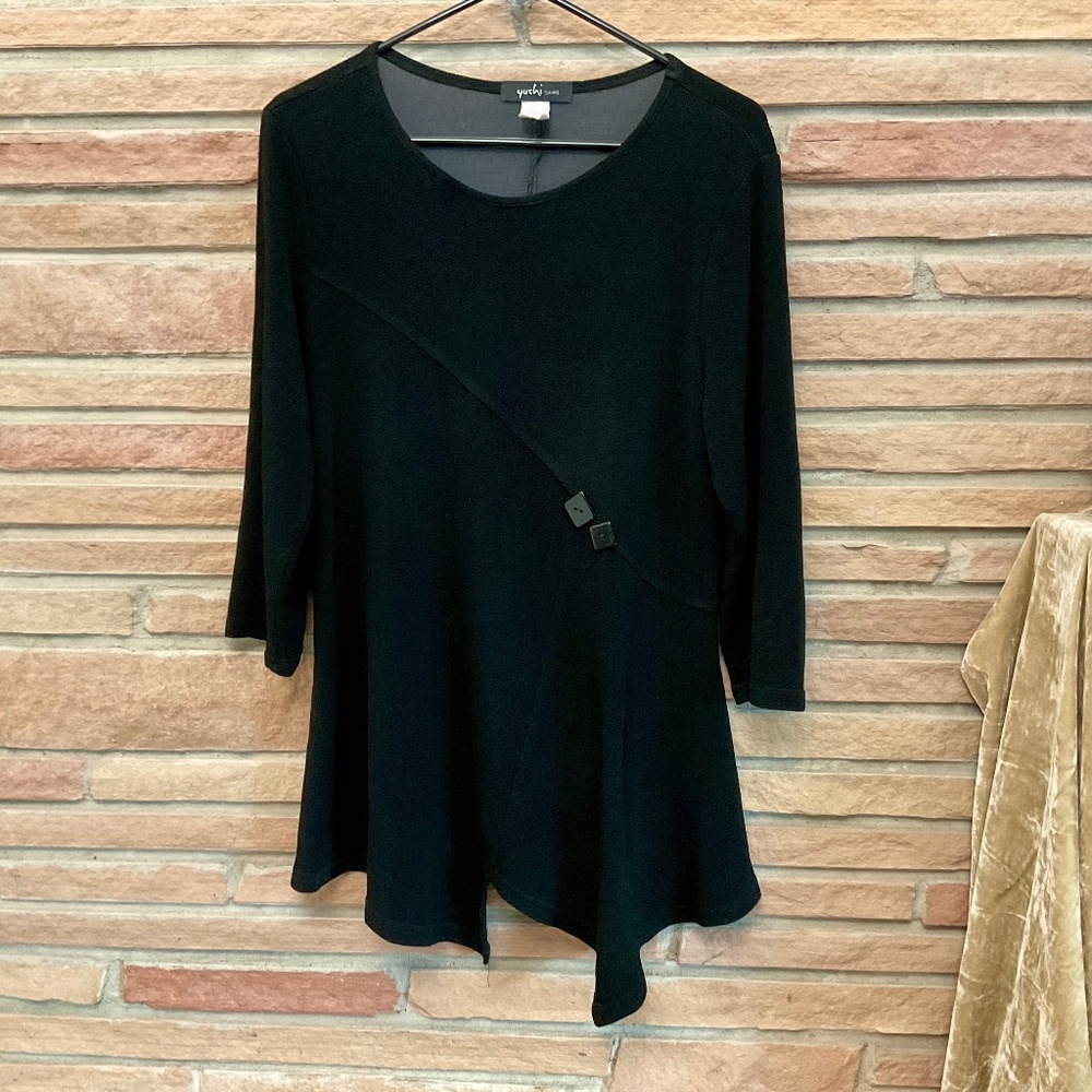 Yushi Asymmetrical Black Tunic Top